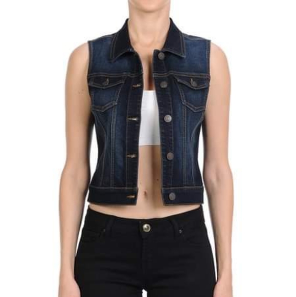 Wax Jean Dark Sleeveless Denim Vest S 